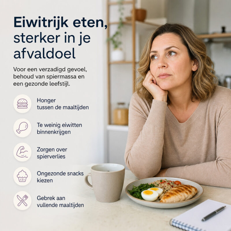 Generate a realistic high-quality photo of a 40-year-old woman sitting in a modern kitchen, smiling warmly at the camera, looking happy and natural. She is holding the cookbook \"Weight Watchers eiwitrijk\" with the front cover fully visible and facing the camera, not the back cover, not the spine. The book front cover must be clearly readable. The woman should look authentic and relatable, not like an AI model. The kitchen should feel cozy, clean, bright, and realistic with soft natural lifestyle lighting. Premium, trustworthy, polished marketing-style image. Do NOT show the back cover, spine, inside pages, or any tilted angle that hides the front cover. The front cover must face the camera clearly.